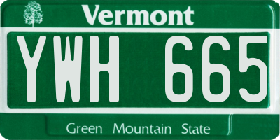 VT license plate YWH665