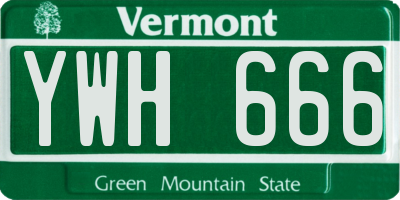 VT license plate YWH666
