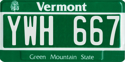 VT license plate YWH667
