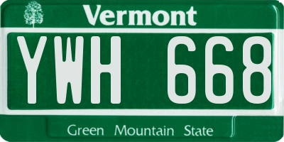 VT license plate YWH668