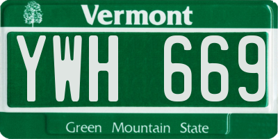 VT license plate YWH669