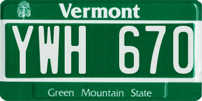 VT license plate YWH670