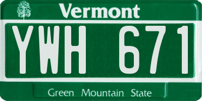 VT license plate YWH671