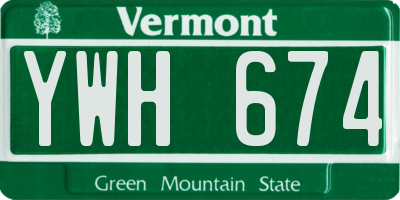 VT license plate YWH674