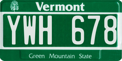 VT license plate YWH678