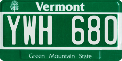 VT license plate YWH680