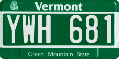 VT license plate YWH681
