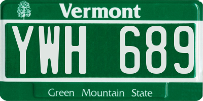 VT license plate YWH689