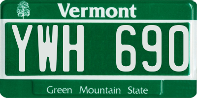 VT license plate YWH690