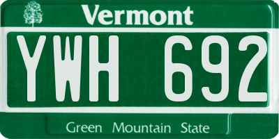 VT license plate YWH692