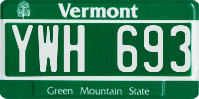 VT license plate YWH693