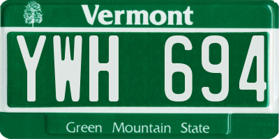 VT license plate YWH694