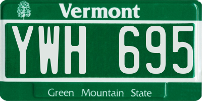 VT license plate YWH695