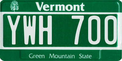VT license plate YWH700