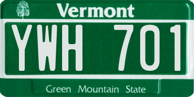 VT license plate YWH701