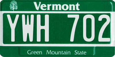 VT license plate YWH702