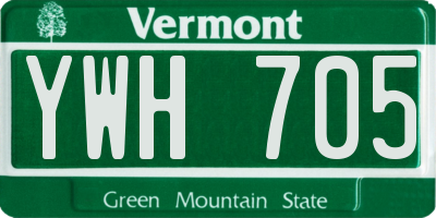 VT license plate YWH705