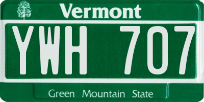 VT license plate YWH707