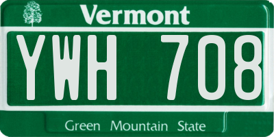 VT license plate YWH708