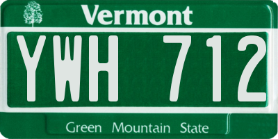 VT license plate YWH712