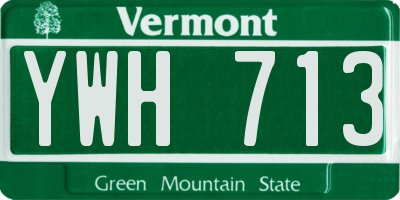 VT license plate YWH713