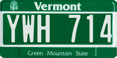 VT license plate YWH714