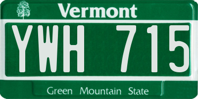VT license plate YWH715