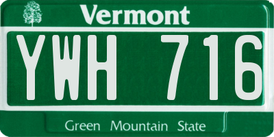 VT license plate YWH716