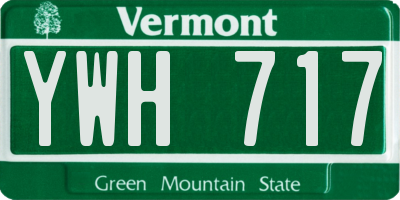 VT license plate YWH717