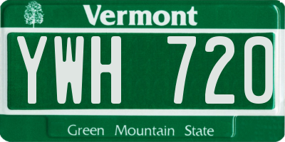 VT license plate YWH720