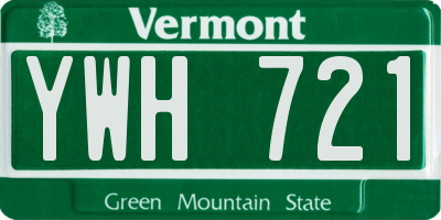 VT license plate YWH721