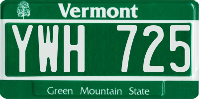 VT license plate YWH725