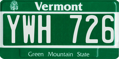 VT license plate YWH726
