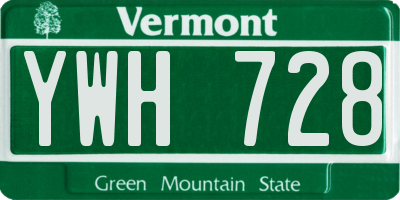 VT license plate YWH728