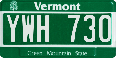 VT license plate YWH730