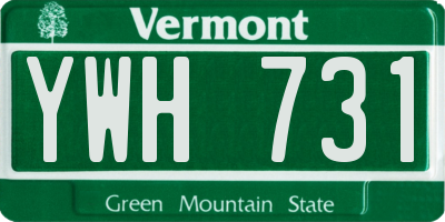 VT license plate YWH731