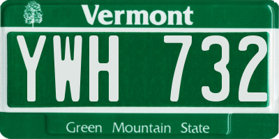 VT license plate YWH732