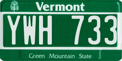 VT license plate YWH733
