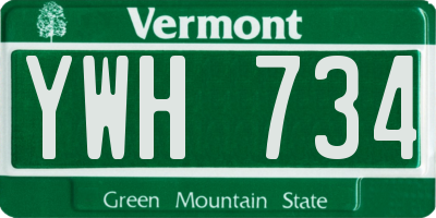 VT license plate YWH734