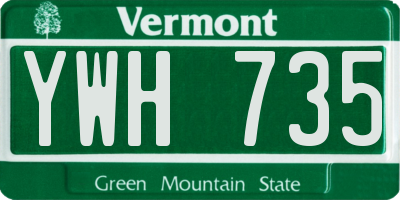 VT license plate YWH735