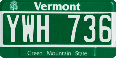 VT license plate YWH736