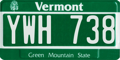VT license plate YWH738