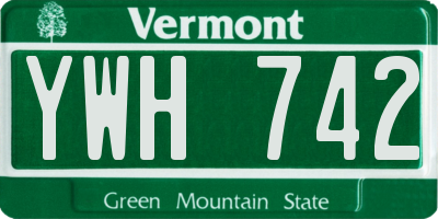 VT license plate YWH742