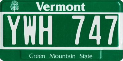 VT license plate YWH747