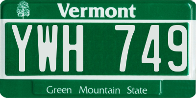 VT license plate YWH749