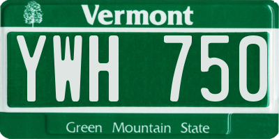 VT license plate YWH750