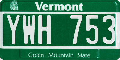 VT license plate YWH753