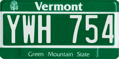 VT license plate YWH754