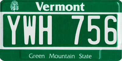 VT license plate YWH756