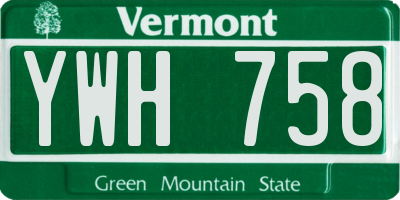 VT license plate YWH758